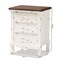Baxton Studio Levron Traditional Walnut Brown and Antique White Finished Wood 3-Drawer Nightstand 194-11953-ZORO - alternate 9